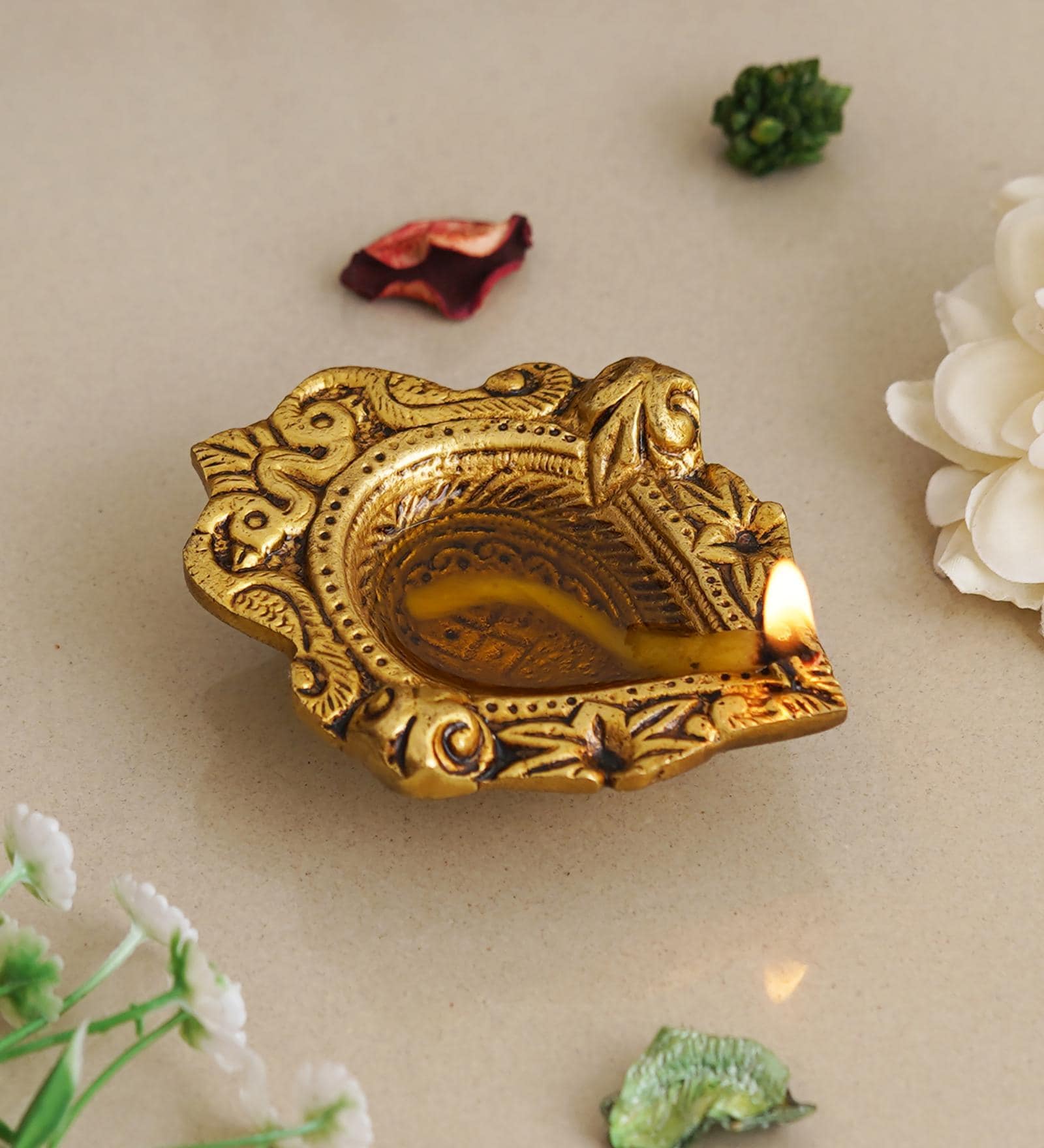 Golden Handcrafted Traditional Decorative Brass Diya