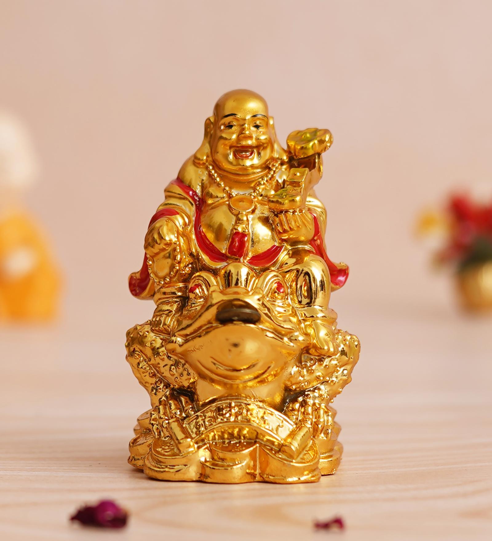Laughing Buddha Golden Polyresin Idol
