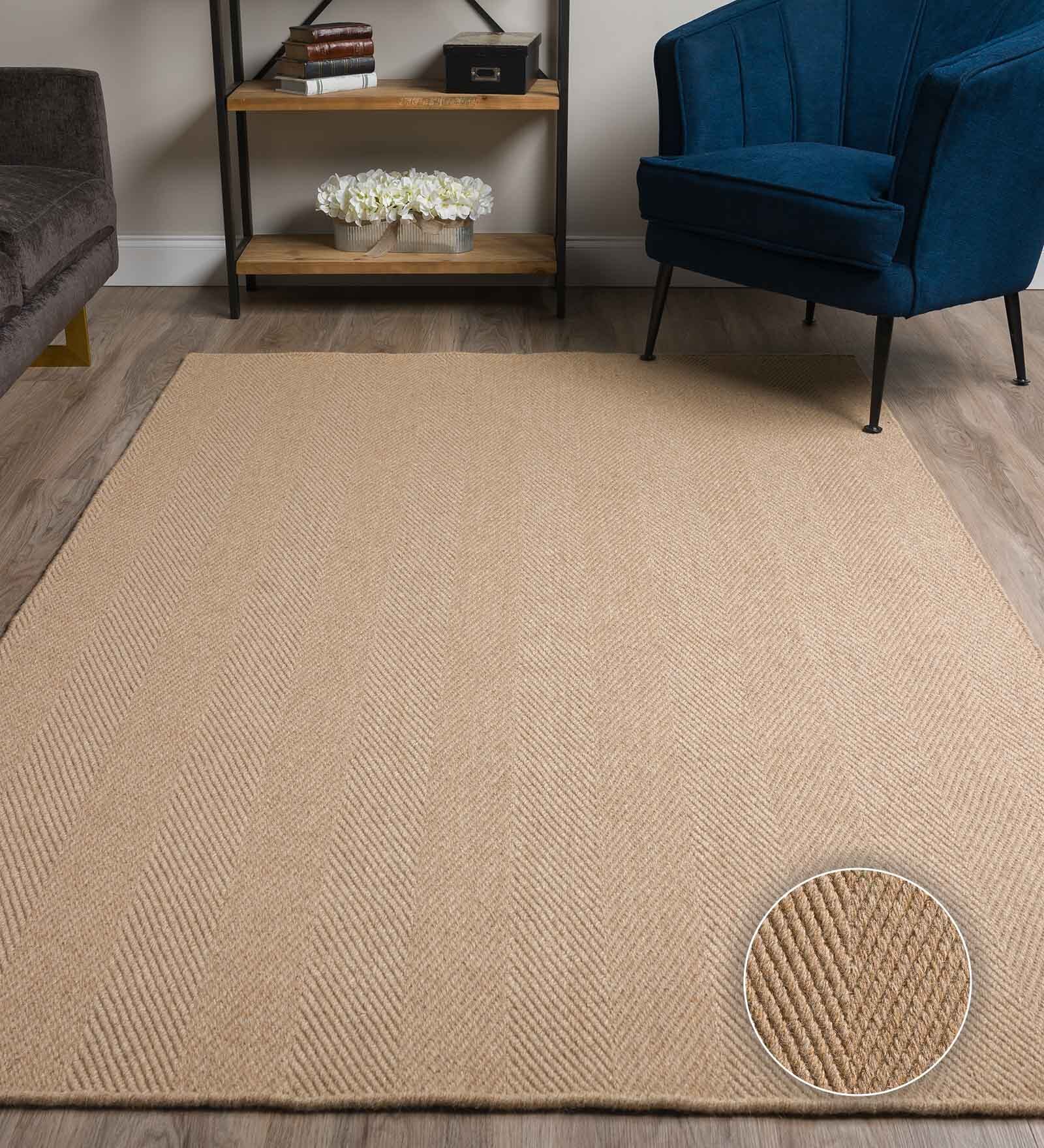 Ecru Wool & Jute Abstract 6' x 4' Hand Woven Carpet