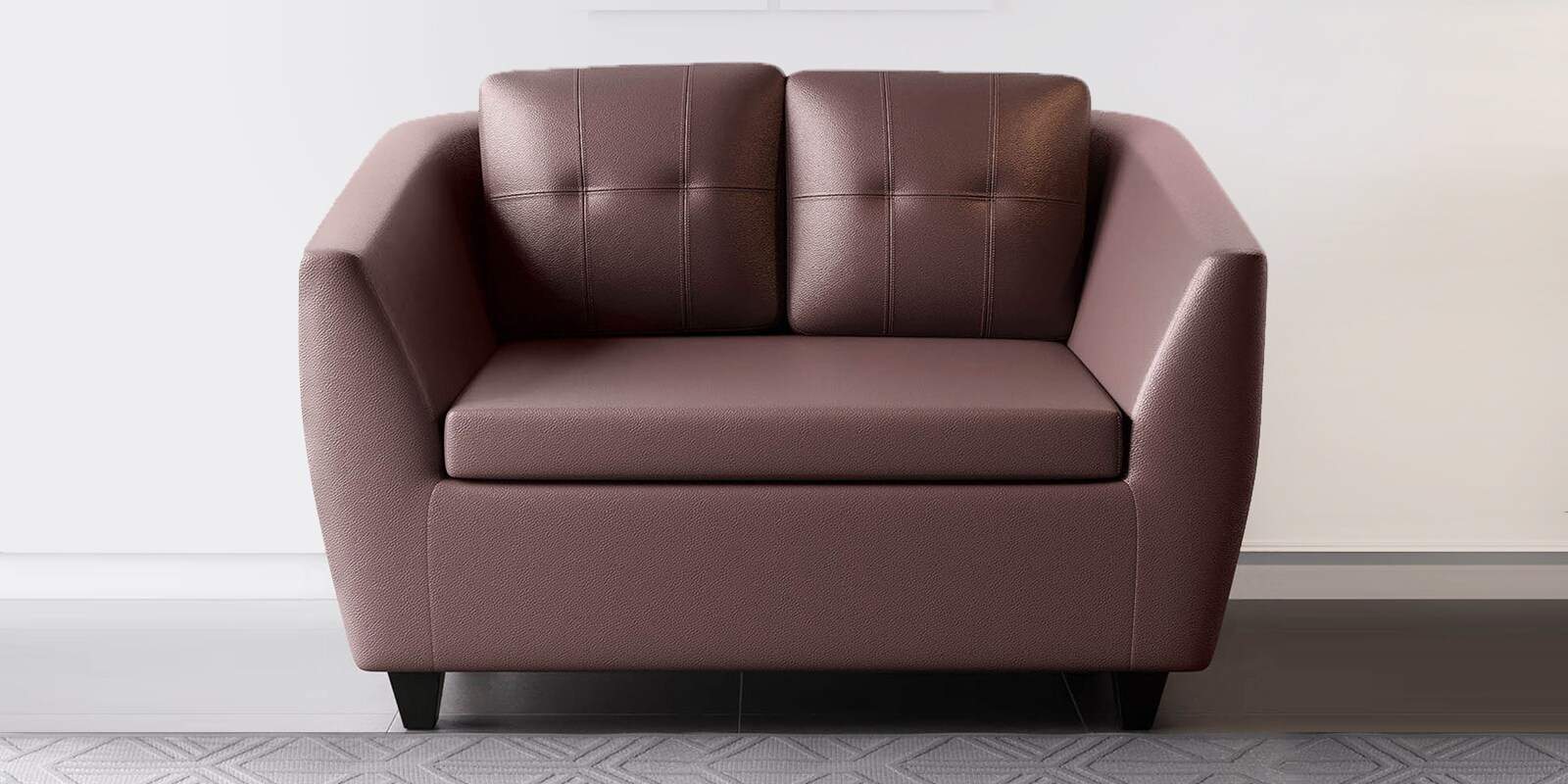 Ecliptic Leatherette 2 Seater Sofa in Burgundy Colour