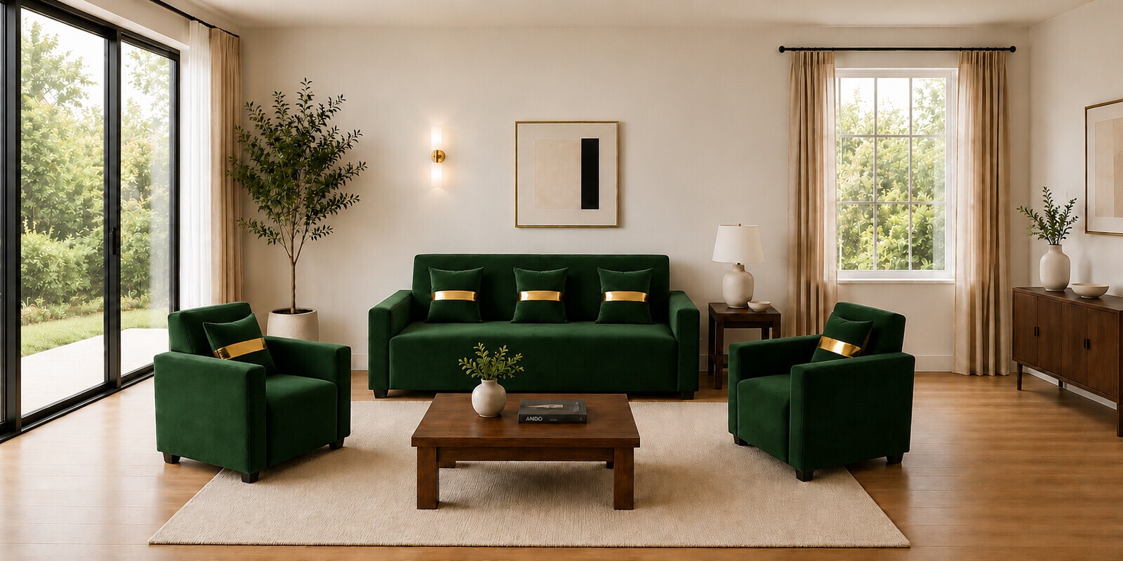 Eco Prima (3+1+1) Sofa Set Sofa In Green Color