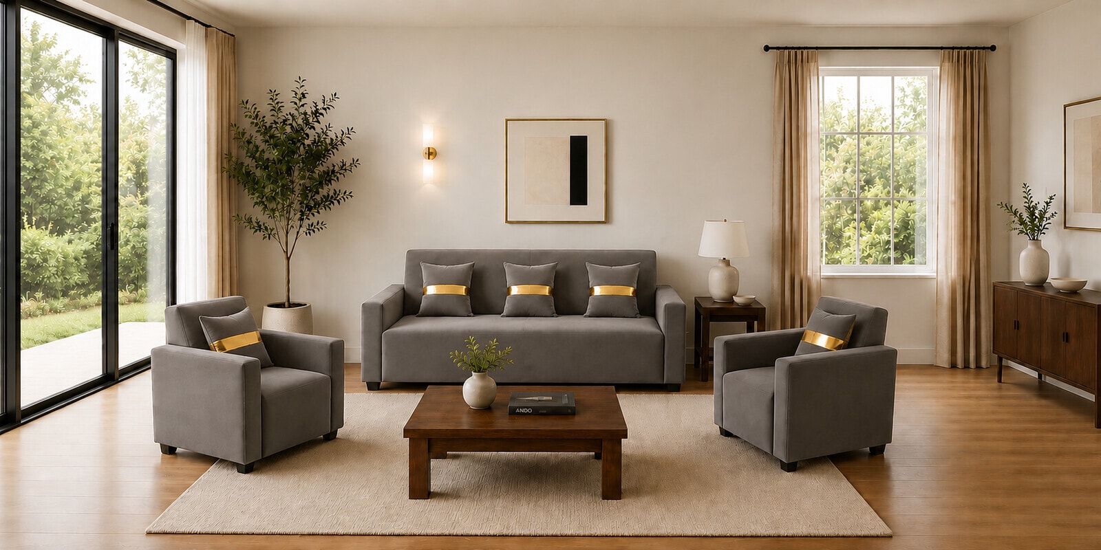 Eco Prima (3+1+1) Sofa Set Sofa In Grey Color
