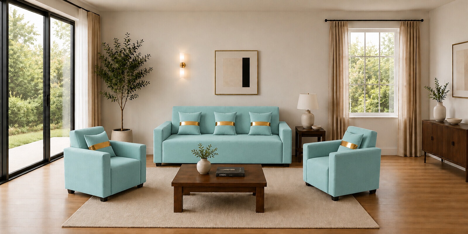Eco Prima (3+1+1) Sofa Set Sofa In Teal Color