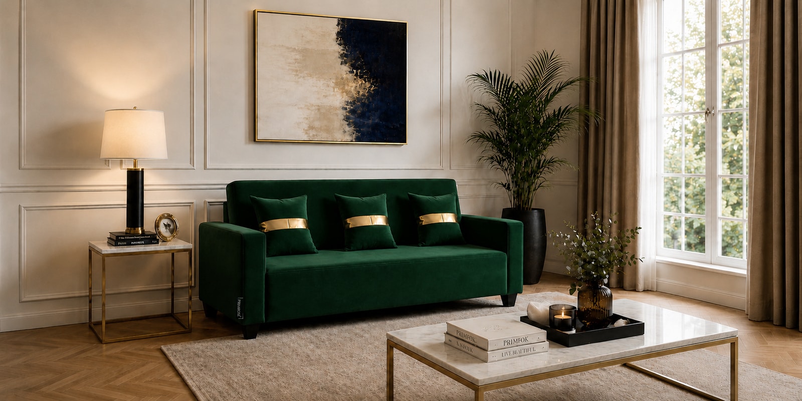 Eco Prima 3 Seater Sofa In Green Color