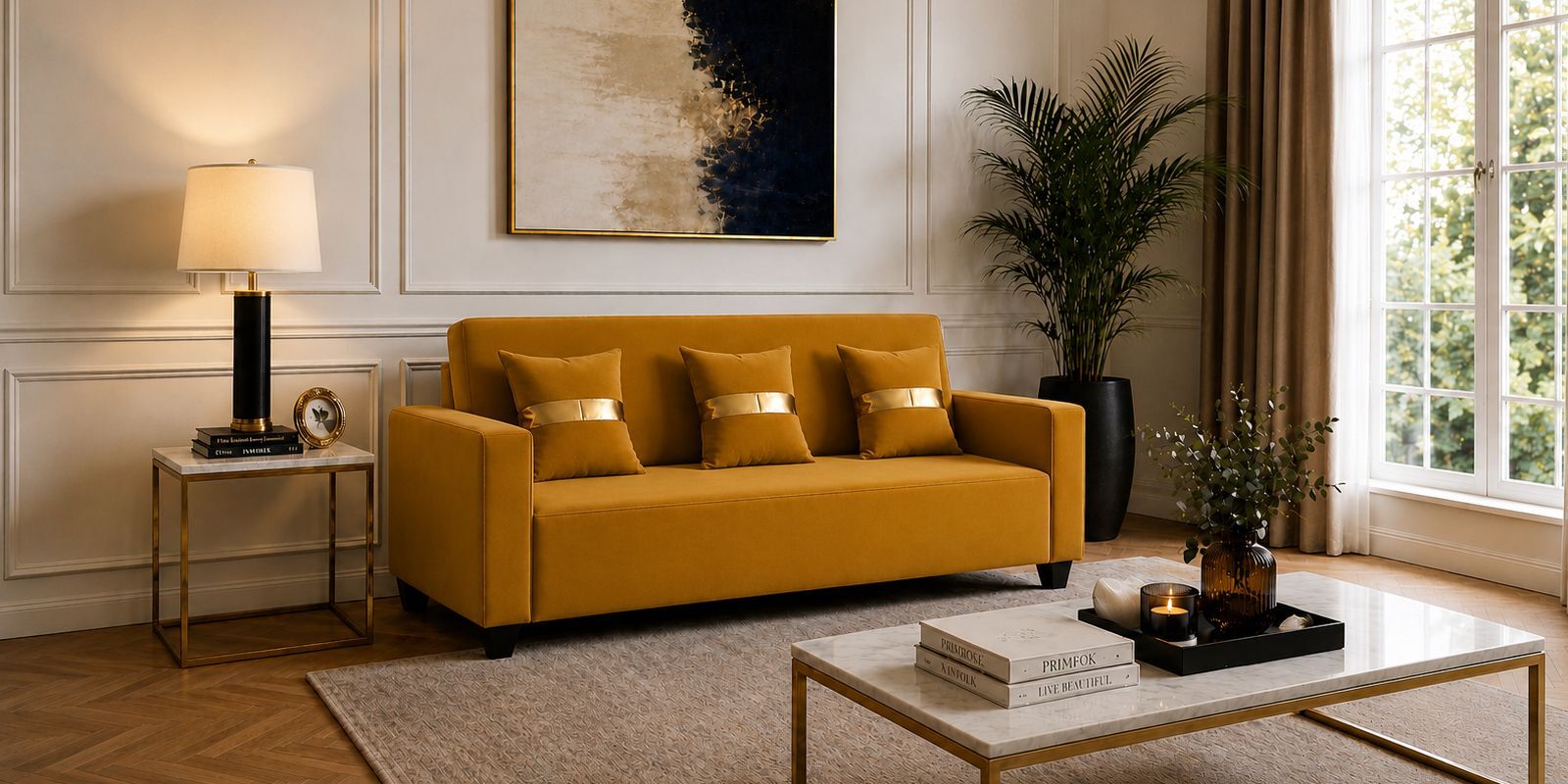 Eco Prima 3 Seater Sofa In Mustard Color