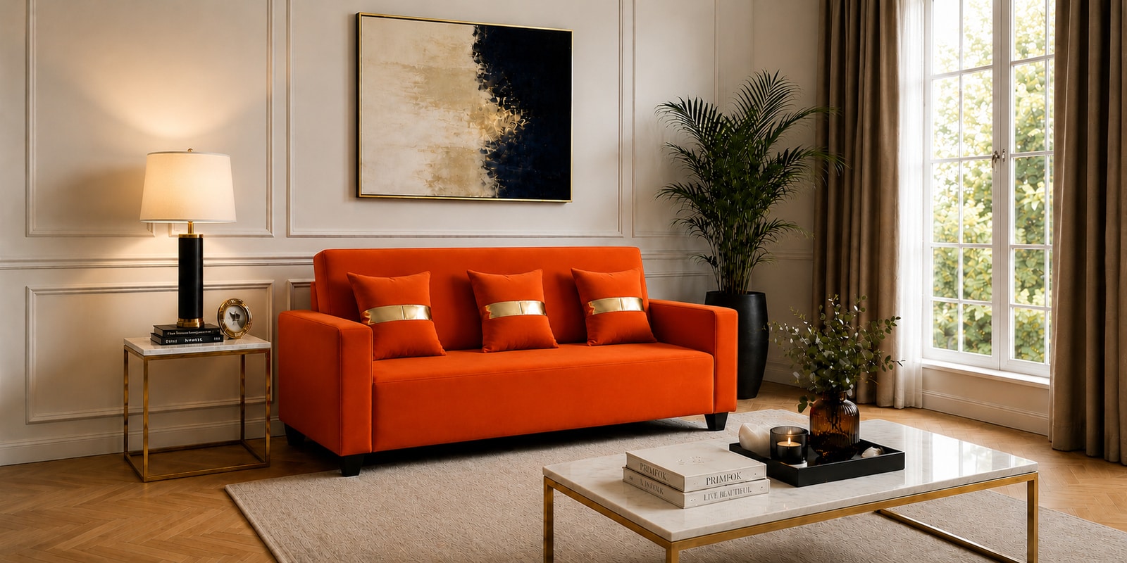 Eco Prima 3 Seater Sofa In Orange Color