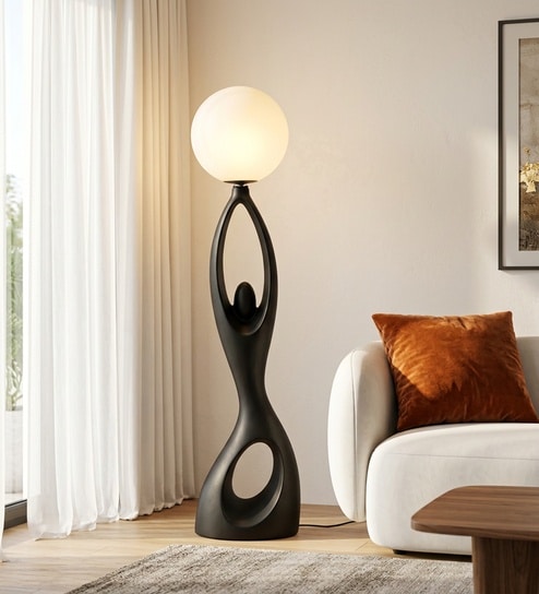 Eclipse Aura Sculptural Black LED Floor Lamp