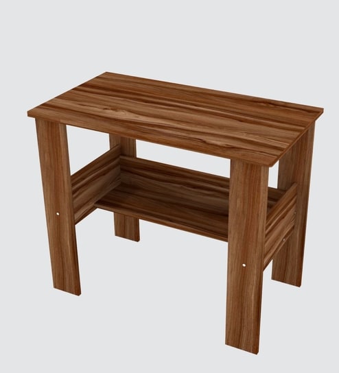 ECO Corner rounded Top, One Middle Tier Shelve in Asian Walnut Finish