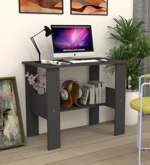 ECO Corner rounded Top, One Middle Tier Shelve in Slate Grey Finish
