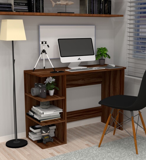 ECO Corner rounded Top with 3 Tier Side Storage in Asian Walnut Finish
