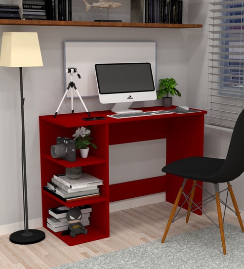 ECO Corner rounded Top with 3 Tier Side Storage in Scarlet Red Finish