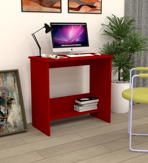 ECO Corner rounded Top with One Tier Open Shelve in Scarlet Red anti finger impression Finish