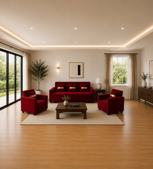 Eco Prima (3+1+1) Sofa Set Sofa In Maroon Color