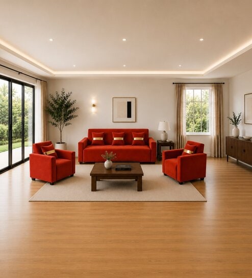 Eco Prima (3+1+1) Sofa Set Sofa In Orange Color