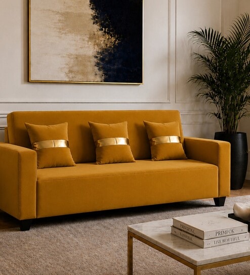 Eco Prima 3 Seater Sofa In Mustard Color