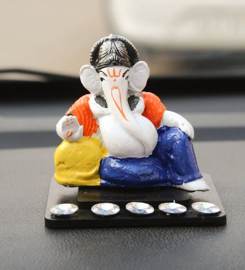 eCraftIndia Decorative Lord Ganesha Showpiece for Car Dashboard, Home Temple and Office Desks