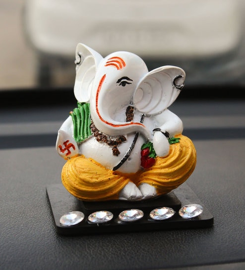eCraftIndia Decorative Lord Ganesha Showpiece for Car Dashboard, Home Temple and Office Desks