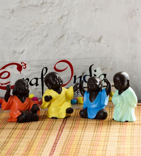 Buy Ecraftindia Handcrafted Set Of 4 Meditating Buddha For Home