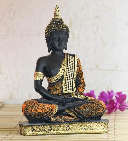 eCraftIndia Purple Meditating Buddha Decorative Showpiece