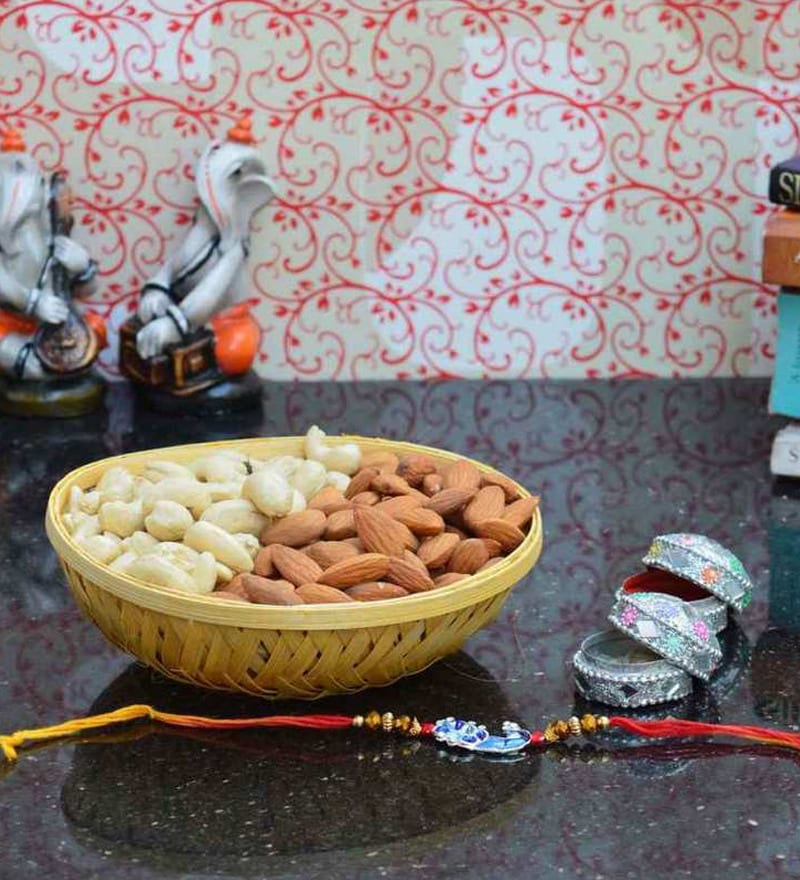 Buy eCraftIndia Rakhi with Dry Fruit Tokri for your beloved Brother
