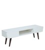 Eclectic TV Unit in White colour with Pine Wood Legs