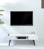 Eclectic TV Unit in White colour with Pine Wood Legs