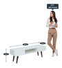 Eclectic TV Unit in White colour with Pine Wood Legs