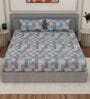 Green Checkerboard 180 TC Cotton King Sized Bedsheet With 2 Pillow Covers