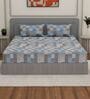Green Checkerboard 180 TC Cotton King Sized Bedsheet With 2 Pillow Covers
