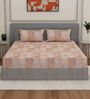 Peach Geometric 180 TC Cotton King Sized Bedsheet With 2 Pillow Covers