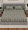 Brown Geometric 180 TC Cotton King Sized Bedsheet With 2 Pillow Covers