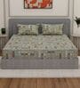 Brown Geometric 180 TC Cotton King Sized Bedsheet With 2 Pillow Covers