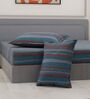 Blue Horizontal 180 TC Cotton King Sized Bedsheet With 2 Pillow Covers
