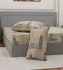 Green PaTChwork 180 TC Cotton King Sized Bedsheet With 2 Pillow Covers
