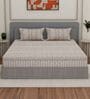 Beige Vertical 180 TC Cotton King Sized Bedsheet With 2 Pillow Covers