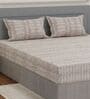 Beige Vertical 180 TC Cotton King Sized Bedsheet With 2 Pillow Covers