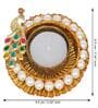 Beautiful Peacock and Beads Embellished Round Tea Light Candle Holder