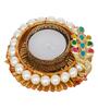 Beautiful Peacock and Beads Embellished Round Tea Light Candle Holder