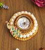 Beautiful Peacock and Beads Embellished Round Tea Light Candle Holder