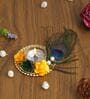 Beautiful Peacock Feather with Flowers Handcrafted Decorative Tea Light Candle Holder