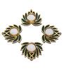 Golden and Green Beautiful Lotus (Set of 4) Tea Light Holders