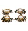 Golden and Green Beautiful Lotus (Set of 4) Tea Light Holders