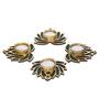 Golden and Green Beautiful Lotus (Set of 4) Tea Light Holders