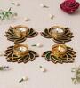 Golden and Green Beautiful Lotus (Set of 4) Tea Light Holders