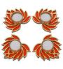 Golden and Orange Beautiful Lotus (Set of 4) Tea Light Holders