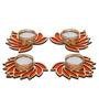 Golden and Orange Beautiful Lotus (Set of 4) Tea Light Holders