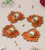 Golden and Orange Beautiful Lotus (Set of 4) Tea Light Holders