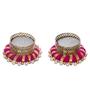 Golden and Pink Beaded (Set of 2) Decorative Tea Light Holders