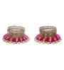 Golden and Pink Beaded (Set of 2) Decorative Tea Light Holders