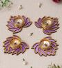 Golden and Purple Beautiful Lotus (Set of 4) Tea Light Holders